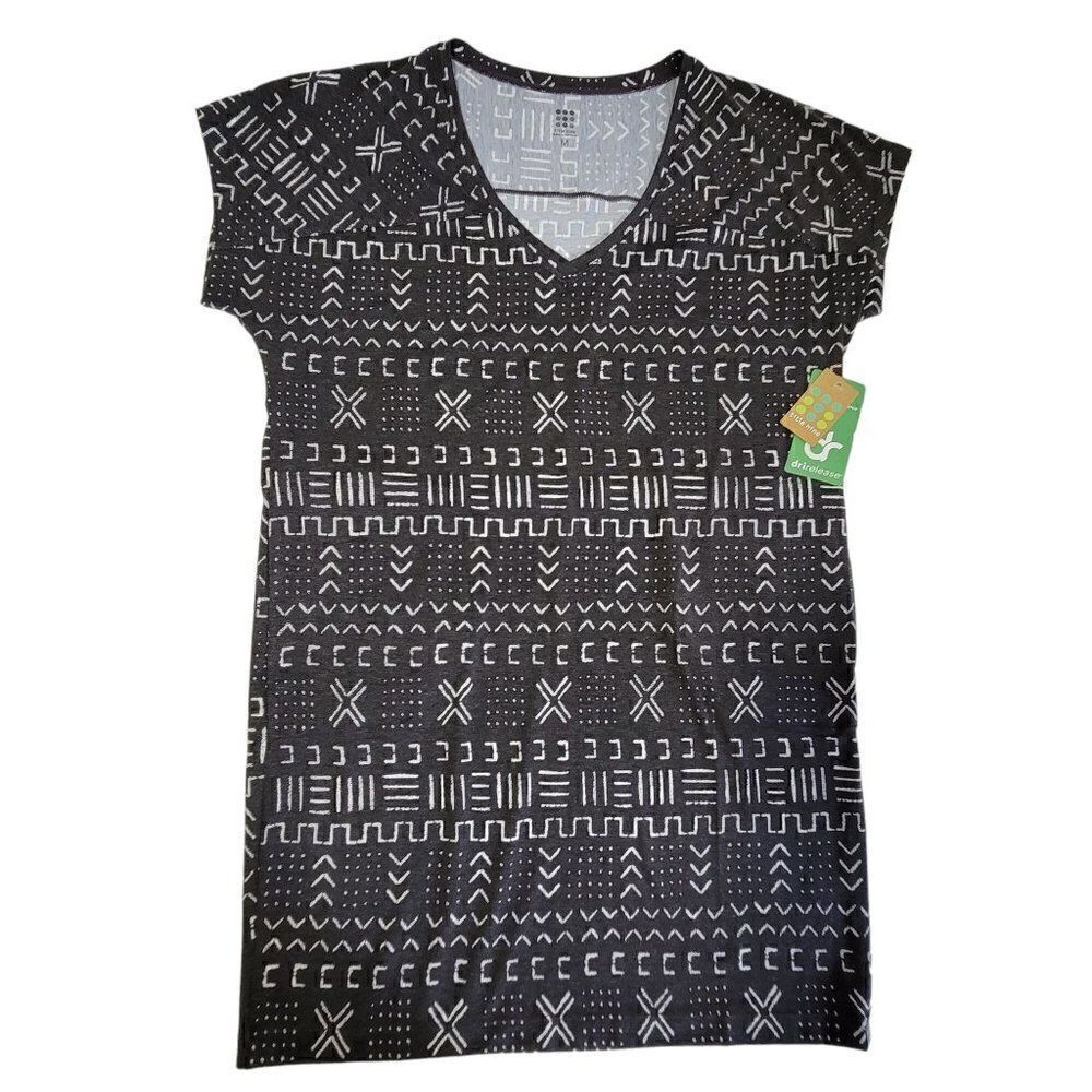Title Nine T Shirt Dress Womens Medium Hiolani V Neck Black Pockets Athletic NEW